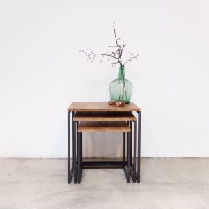 rojosillon_mesa set tres_ hierro y madera