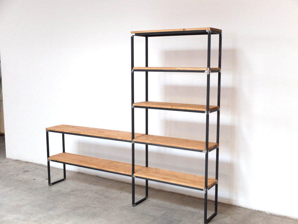 ESTANTERIA HIERRO Y MADERA  A MEDIDA