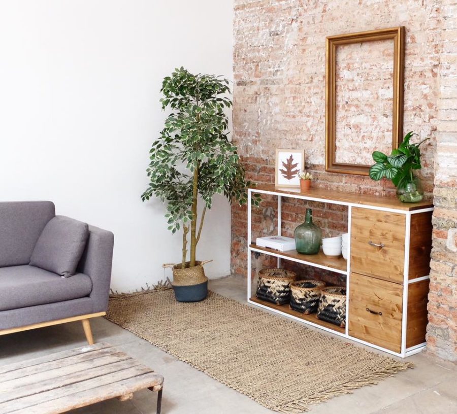 aparador hierro y madera a medida mueble tv rojosillon