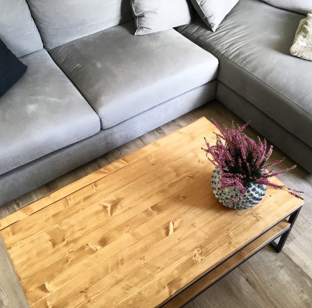 mesa centro sofa hierro y madera a medida rojosillon