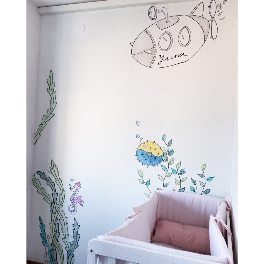 Mural infantil en el fondo del mar_ a medida _ rojosillon