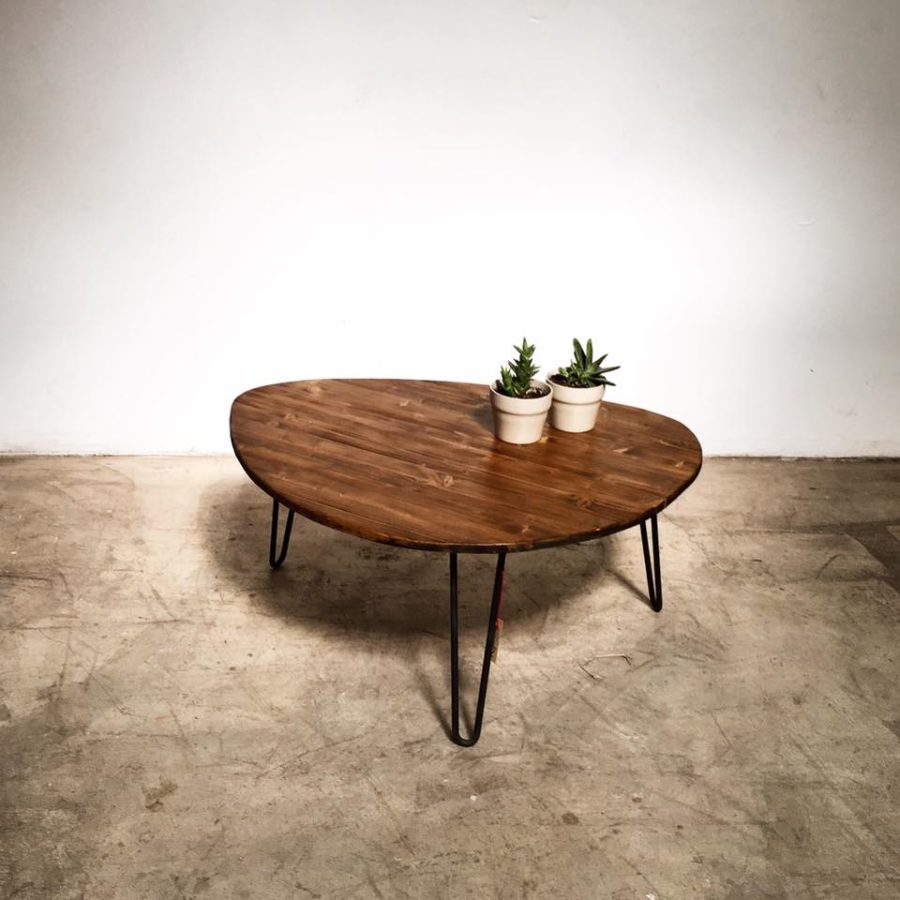 MESA OVALADA A MEDIDA HIERRO Y MADERA 