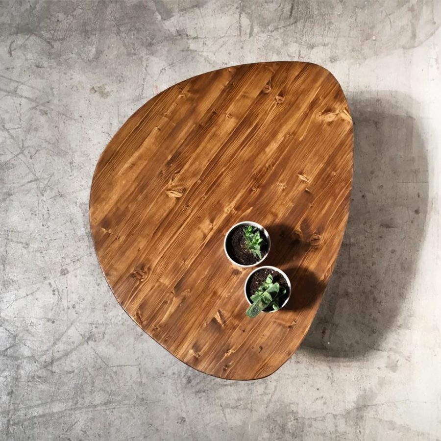 MESA OVALADA A MEDIDA HIERRO Y MADERA 