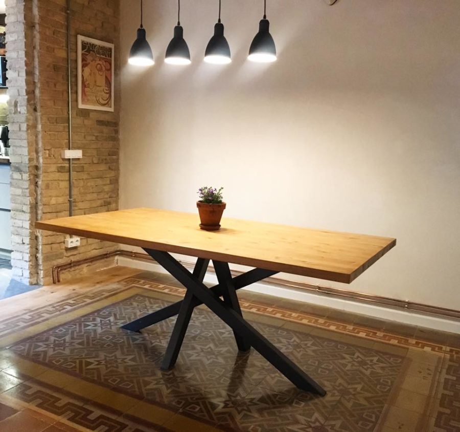 MESA HIERRO Y MADERA A MEDIDA 