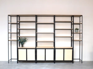 ESTANTERIA YAGO HIERRO Y MADERA ROJOSILLON LIBRERIA SALON A MEDIDA