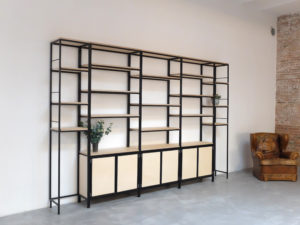 ESTANTERIA YAGO HIERRO Y MADERA ROJOSILLON LIBRERIA SALON A MEDIDA