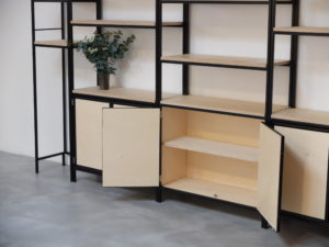 ESTANTERIA YAGO HIERRO Y MADERA ROJOSILLON LIBRERIA SALON A MEDIDA