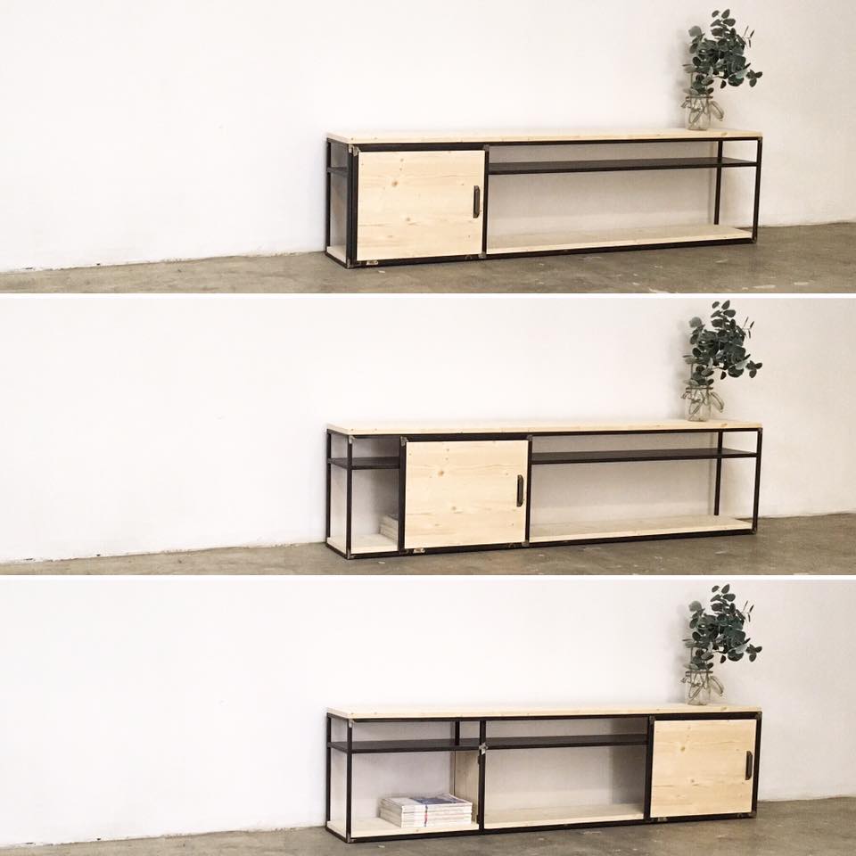 diseño de muebles a medida hierro y madera mueble tv rojosillon