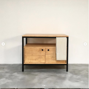 diseño de muebles a medida lavabo hierro y madera 