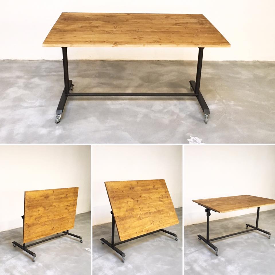 mobiliario a medda mesa giratoria plegable rojosillon